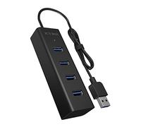 ICY BOX IB-HUB1409-U3 - Hub USB (4 Puertos USB 3.0 Tipo A, Cable Integrado de 40 cm, Aluminio), Color Negro