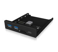 ICY BOX IB-HUB1417-i3 panel frontal con hub USB 3.0 Tipo-C y Tipo-A con lector de tarjetas