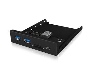 ICY BOX IB-HUB1417-i3 panel frontal con hub USB 3.0 Tipo-C y Tipo-A con lector de tarjetas