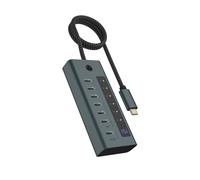 ICY BOX IB-HUB1457-C31 Hub USB Type-C de 7 puertos 3.2 Gen 2, azul-gris