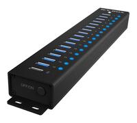 ICY BOX IB-HUB1717-U3 - Concentrador USB (17 Puertos), 16 Puertos USB y 1 Carga USB, USB 3.2 Gen 1 (5 Gbps por Puerto), con Fuente de alimentación de 96 W, USB-A, Aluminio, IB-HUB1717-U3