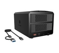 ICY Box IB-RD3721HR-CU31 - Sistema RAID de 2 bahías para disco duro SATA HDD/SSD de 2,5"/3,5", RAID 0/1/SINGLE/LARGE mediante interruptor DIP, USB 3.2 Gen 2 10 Gbps, ventilador integrado, color negro
