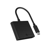 ICY BOX Lector de Tarjetas SD con USB-C USB 3.0 para Tarjetas SD, Micro SD o CF con Cable Integrado, Aluminio, Color Negro