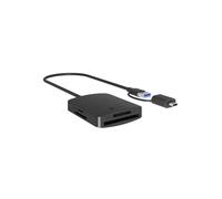 ICY BOX Lector de Tarjetas USB 3.2 con 4 Puertos para SD/microSD/MS/CF, Compatible con Windows, macOS y Linux, Cable Integrado con Adaptador USB-C, hasta 2TB, IB-CR302-CU3