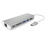 ICY BOX USB-C Laptop Docking Station (6-in-1) con 1x HDMI (4K 30Hz), HUB USB 3.0 triple, carga de energía de 100W, Ethernet Gigabit, lector de tarjetas, modelo IB-DK4034-CPD