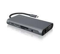 ICY BOX USB Type-C™ DockingStation 1x USB 3.1 Type-C, 3x USB 3.0, 1x HDMI, 1x VGA, 1x RJ45, ranura para tarjetas, combo estéreo