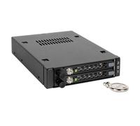 ICY DOCK Bastidor mvil resistente de metal completo 2 x 2,5 SATA/SAS HDD y SSD para baha de unidad externa de 3,5"" con bloqueo de llave y dise