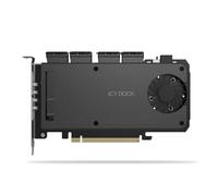 Icy Dock ExpressSlot Slide MB204MP-B - Caja de 4 bahías M.2 NVMe SSD a PCIe 5.0 x16 para Ranura de expansión PCIe (Requiere bifurcación PCIe)