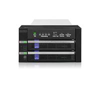 ICY DOCK Caja de Jaula, Placa Posterior de Rack móvil 2 Discos Duros SATA de 2,5" o 3,5" con RAID1 y JBOD para 2 bahías de 5,25" - FatCage Raid MB901SPR-B R1