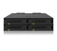 ICY DOCK ExpressCage MB324V4P-B - Rack móvil SSD U.2/U.3 de 4 bahías de 15 mm para bahía de unidad de 5.25 pulgadas, sistema de montaje SSD sin herramientas (2 SlimSAS 8i SFF-8654)
