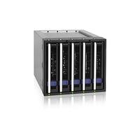 Icy Dock FatCage MB155SP-B Jaula de Plano Posterior, Rack móvil, Caja de Jaula con cajón Hot Swap para 5X HDD/SSD 2.5" o 3.5" SAS II/SATA III 6Gb / s en 3 bahías de Aluminio de 5.25"
