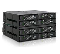 Icy Dock Jaula de backplane, Rack móvil Resistente, Caja de Rack Totalmente metálica para 8 x SSD o 2.5" SATA/SAS HDD en 2 bahías de 5.25" con Conector miniSAS HD - ToughArmor MB508SP-B,