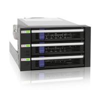 Icy Dock Jaula de Plano Posterior, Rack móvil, Caja de Jaula con cajón Hot Swap para 4 x HDD/SSD 2.5" o 3.5" SAS II/SATA III 6Gb / s en 2 bahías de Aluminio de 5.25" - FatCage MB153SP-B