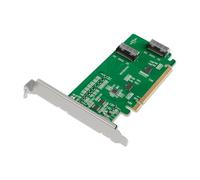 ICY DOCK Tarjeta adaptadora PCIe 5.0 x16 NVMe con 2 conectores MCIO 8i (SFF-TA-1016) y Redriver (requiere bifurcación PCIe) - EXLink MB308A5
