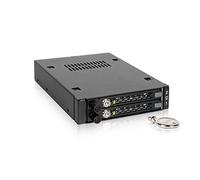 Icy Dock ToughArmor EX MB492SKL-B Mobile Rack, Rack extraíble de Disco para 2 x SSD o HDD 2.5" SATA/SAS en 1 bahía de 3.5" con Llave de Bloqueo antivibración y Tornillo moleteado