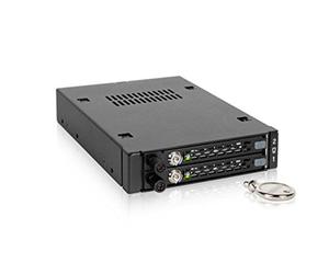 ICY DOCK ToughArmor EX MB492SKL-B Mobile Rack, Rack extraíble de Disco para 2 x SSD o HDD 2.5" SATA / SAS en 1 bahía de 3.5" con Llave de Bloqueo antivibración y Tornillo moleteado