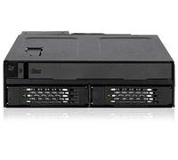 Icy Dock ToughArmor MB602SPO-B Bastidor móvil, gabinete de Bastidor de Intercambio en Caliente de Metal Resistente para 2 x 2,5" SAS/SATA SSD o HDD y Bandeja ODD Ultra Delgada para bahía de 5,25"