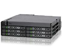 Icy Dock ToughArmor MB606SPO-B Bastidor móvil, Caja de Jaula de Intercambio en Caliente de Metal Resistente para SSD o HDD SAS/SATA de 6 x 2,5" y Bandeja ODD ultradelgada para bahía de 5,25"