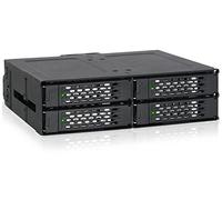 Icy Dock ToughArmor MB607SP-B Placa Posterior de Jaula de Servicio Pesado, Rack móvil de Metal, Caja de Rack Hot Swap para 4 x SSD o 2.5'' SATA HDD en 1 x 5.25'' bahía