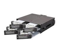 Icy Dock ToughArmor MB607SP-B Placa Posterior de Jaula de Servicio Pesado, Rack móvil de Metal, Caja de Rack Hot Swap para 4 x SSD o 2.5'' SATA HDD en 1 x 5.25'' bahía
