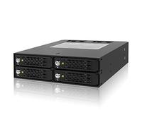 Icy Dock ToughArmor MB994SK-1B Bastidor móvil Resistente, Caja de Rack con Bloqueo de Llave Intercambio en Caliente 4 x SSD/HDD SATA/SAS de 2,5" en 1 bahía Totalmente metálica de 5,25"