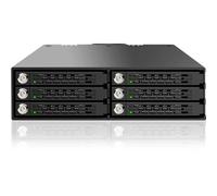 Icy Dock ToughArmor MB996SK-6SB Rack móvil, Metal Caja de Rack Hot Swap para 6 x SSD o 2.5" SATA/SAS HDD en una bahía de 5.25" con Bloqueo de Llave