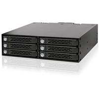 Icy Dock ToughArmor MB996SK-6SB Rack móvil, Metal Caja de Rack Hot Swap para 6 x SSD o 2.5" SATA/SAS HDD en una bahía de 5.25" con Bloqueo de Llave