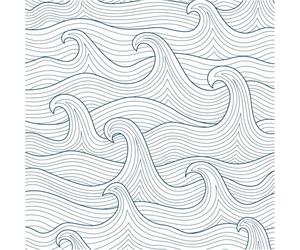 ICYEHAO Papel Pintado Azul Geometrico,44 x 1000cm Papel Adhesivo para Muebles Azul y Blanco Vinilo Adhesivo Marino Ola de Mar Vinilo Adhesivo para Muebles,Armarios,Sala de Estar, Dormitorio