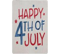 ICYJRFHLTF 4th of July Metal Tin Sign Patriotic Farmhouse Wall Plaque Independence Day American Holiday Decor Red White Blue Star 8 X 12 in