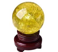 ICYJRFHLTF Crystal Quartz Sphere Ball Polished Citrine Ornament for Feng Shui Divination Fortune Telling Tabletop Fountain Decoration Orb,8cm