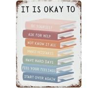 ICYJRFHLTF It Is Okay to Not Be Okay Vintage Coastal Metal Sign Retro Tin Wall Plaque for Home Office Bedroom Anxiety Wellness Decor 8 X 12 inch