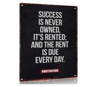 ICYJRFHLTF Lease On Success Metal Tin Sign Daily Grind Decor Wall Hanging Laundry Room Mudroom 8 X 12 inch