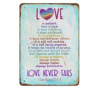 ICYJRFHLTF Love Is Patient Love Is Kind Sign Vintage Metal Tin for Dorm Office Wall Decor Quiet Love Verse Plaque Indoor Outdoor 8 X 12 inch