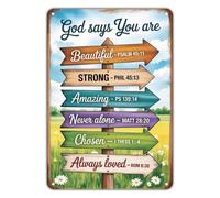 ICYJRFHLTF Vintage God Says You Are Metal Tin Sign for Entryway Mudroom Wall Decor Classic Truth Text Plaque 8 X 12 inch