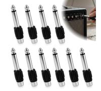 Icyowls 10 unidades adaptadores RCA a jack 6,35 mm, conector 6,35 mm a toma RCA, contactos chapados en oro, compatible con amplificador, altavoces, mesa de mezclas, instrumentos y cine en casa