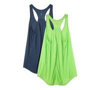 icyzone Camiseta deportiva sin mangas para yoga, camiseta de tirantes para mujer, espalda cruzada, para correr, fitness, pack de 2, L