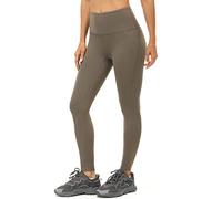 icyzone Leggings de gimnasio de cintura alta para mujer, pantalones de yoga con control de abdomen, leggings de entrenamiento para correr, Marrón Caqui, L