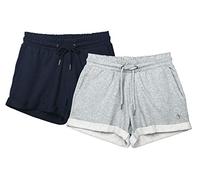 icyzone Pantalón Corto para Mujer para Correr, Pack de 2 (XL, Azul Oscuro/Gris)
