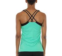 icyzone Top de Yoga para Mujer con Sujetador Integrado y Espalda de Tirantes Cruzados, Cayos de Florida, S
