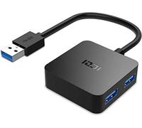 ICZI Hub USB 3.0 Niquelado, 4 Puertos, Tapa Antipolvo, Sin Carga, Sincronización para MacBook, Windows Laptop y Otros Dispositivos Compatibles - Negro
