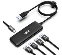 ICZI HUB USB, HUB USB 3.0 para Transmisión Rápida de Datos, Concentrador USB 3.0 Multiple USB Puertos and Micro C Adaptador, 1.2m Long Cable 5Gbps Ladron Alargador Compatible with PC, Mac, iPad Pro