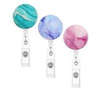 ID Badge Reel Holder Retractable Key Chain Extender 3 Pack Secure Convenient Access Volunteer Student Nurse Professional Everyday Use Wallet Pass Card Organizer