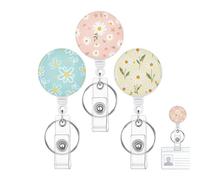 ID Clip Spinner - Retractable Badge Holder for Easy Access | Triple Pack Transparent Window with Smooth Pull Cord & Secure Spring Lock for Nurses Teachers Office Staff Campus Volunteers Wallet