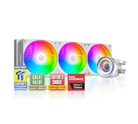 ID-COOLING FX360 INF - Enfriador líquido de CPU blanco 360 mm, AIO ARGB Infinity Mirror, ventiladores en cadena de margarita 3x120 mm, bajo ruido 27.2 dB (A)