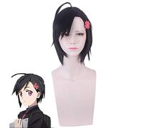 ID de Anime: INVADED Koharu Hondomachi Cosplay Peluca Corta Negro Pelo sintético Pelucas Adulto Fiesta de Halloween Juego de roles Pelucas + Peluca Cap PL-256
