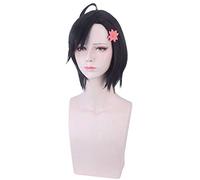 ID de anime: INVADED Koharu Hondomachi cosplay Peluca + Flor Hairclip Headwear negro Fiesta de cabello sintético uso diario cosplay Pelucas INVADED peluca 256 y sombreros