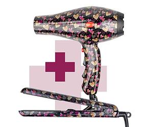 ID Italian Design Lovely Style - Pack Secador + Plancha de Pelo | Estampado Corazones