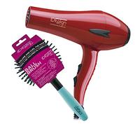 ID Italian Design - Pack Cuidado del Cabello con Rizador de pelo Esférico 360º y Secador de Pelo Profesional 2200W, 2 Modos de Calor, 2 Velocidades - Color Rojo