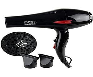ID Italian Design | Secador de Pelo con Difusor Profesional 2 Modos de Calor, 2 Velocidades de Color Negro - 2200W