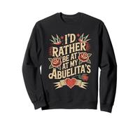 I'd Rather Be At My Abuelita's Tattoo Style Heart Rose Sudadera
